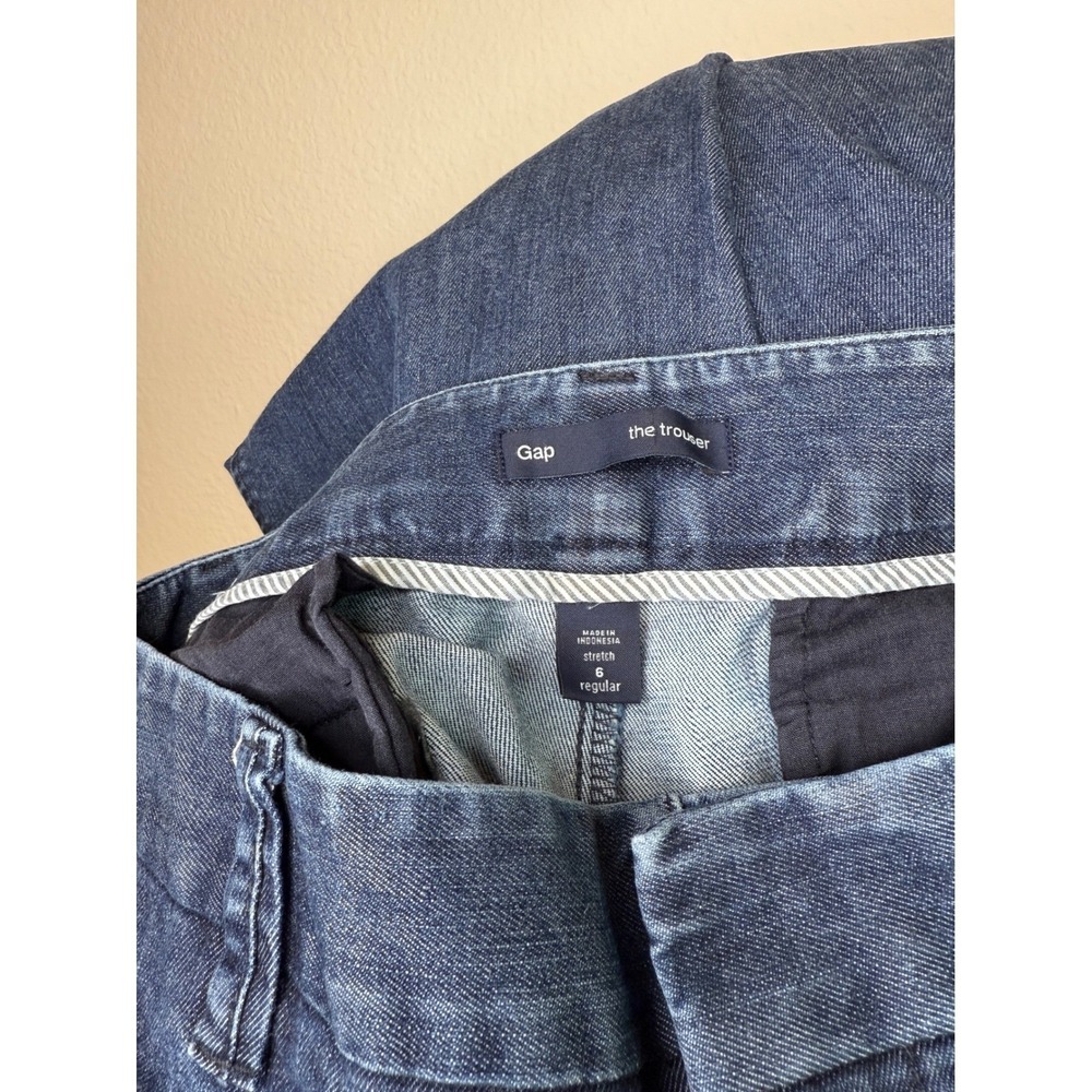 Gap brand Denim Wide Leg Blue cotton blend Casual Women's trousers size 6 reg - Picture 12 of 13
